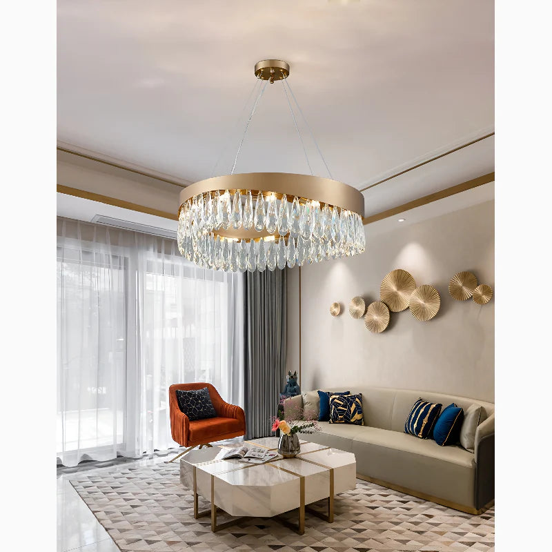 Borgio Verezzi | Gold Crystal Сurve Hanging Light Fixture