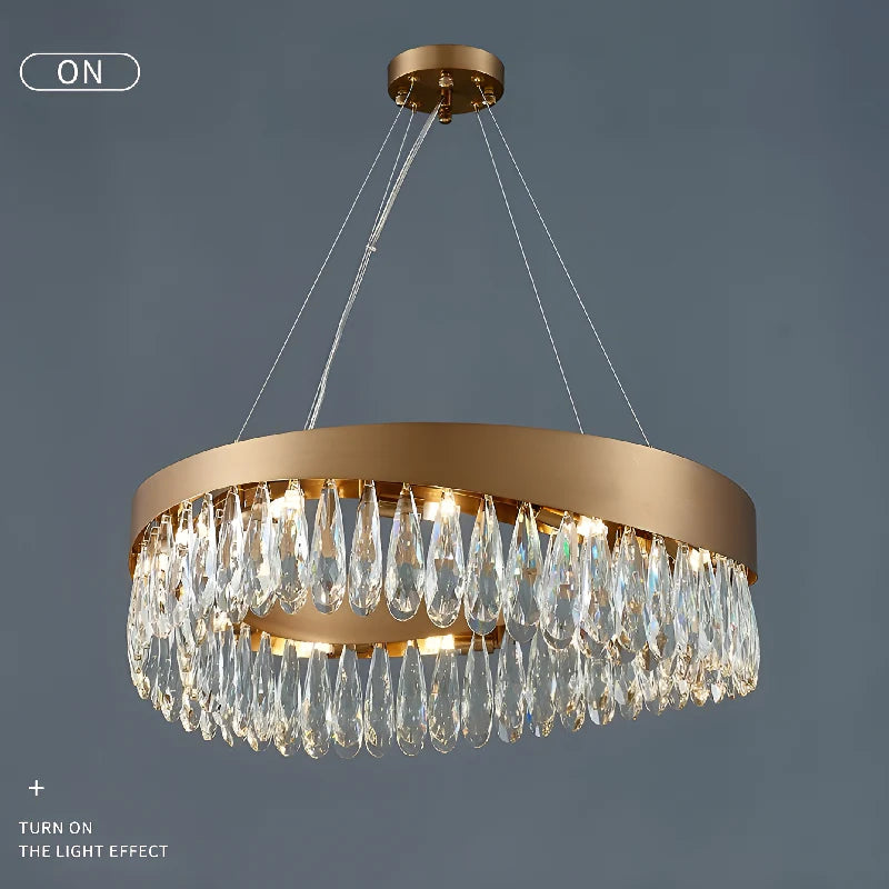 Borgio Verezzi | Gold Crystal Сurve Hanging Light Fixture