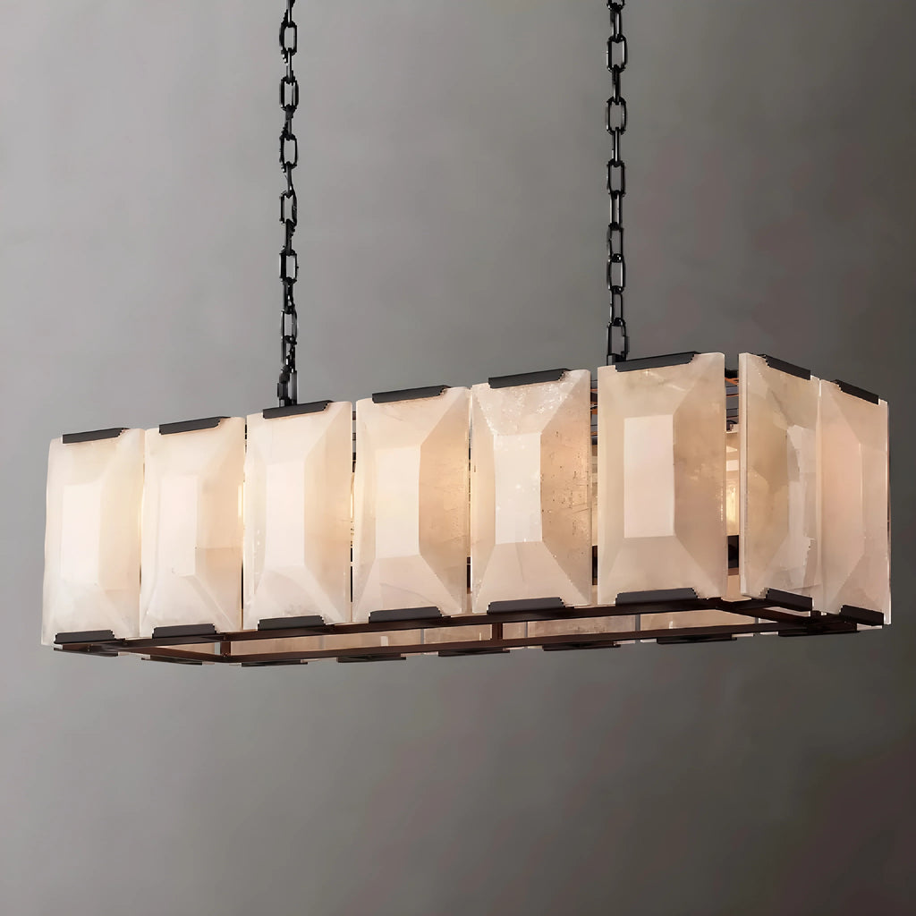 Cagli | Glossy Led Retro American Rectangular Crystal Chandelier