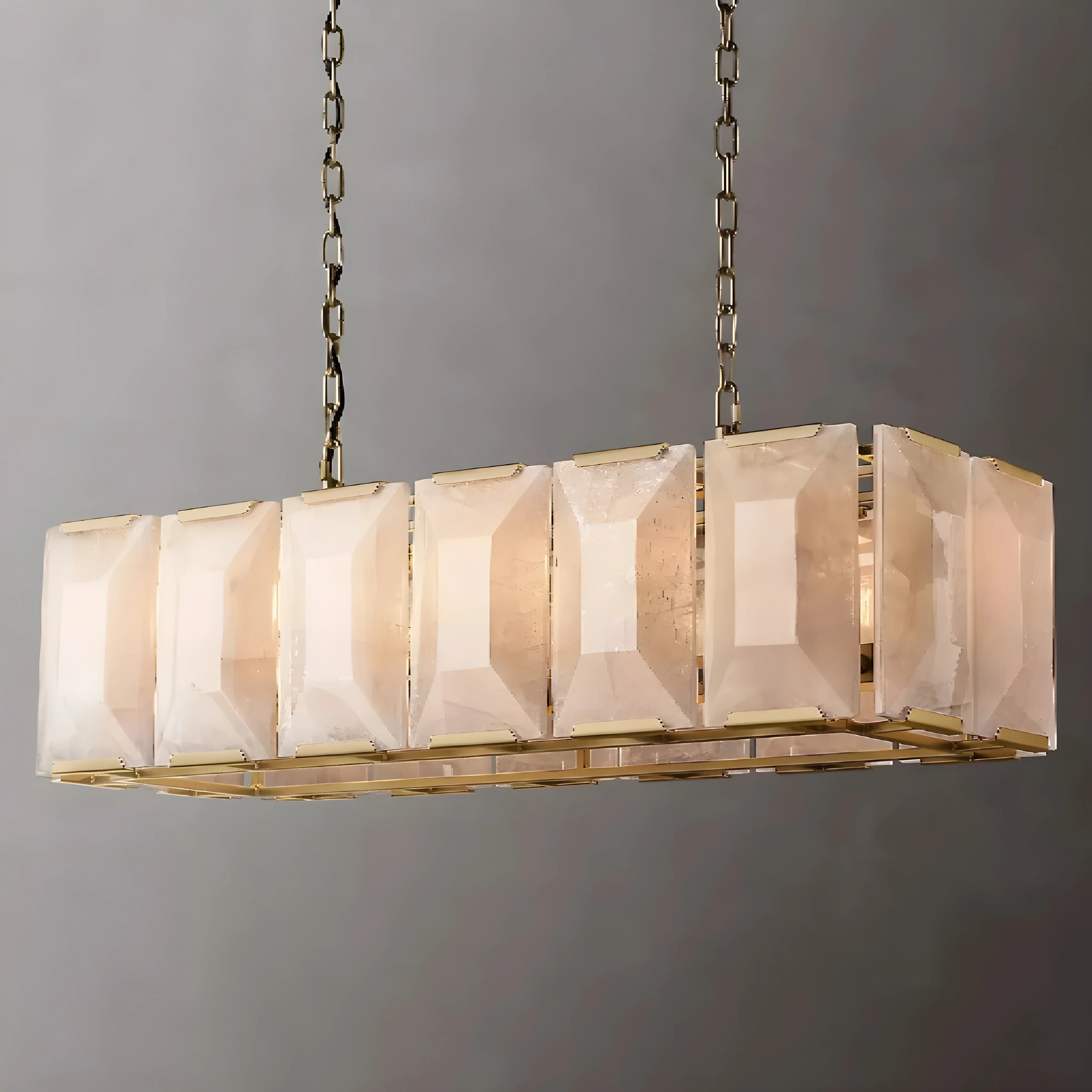 Cagli | Glossy Led Retro American Rectangular Crystal Chandelier
