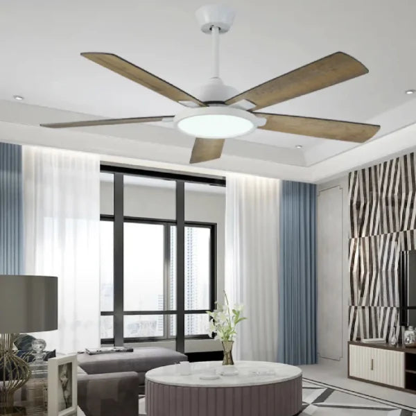 Ceiling LED Fans for Home with Wooden Blades and Remote Control | 52"
