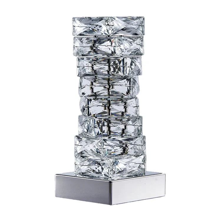 Chrome Stainless Steel Crystal Modern Table Lamp for Living Room, Bedroom