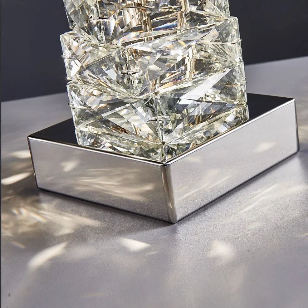 Chrome Stainless Steel Crystal Modern Table Lamp for Living Room, Bedroom