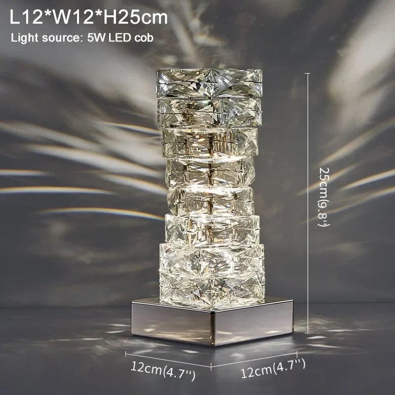 Chrome Stainless Steel Crystal Modern Table Lamp for Living Room, Bedroom