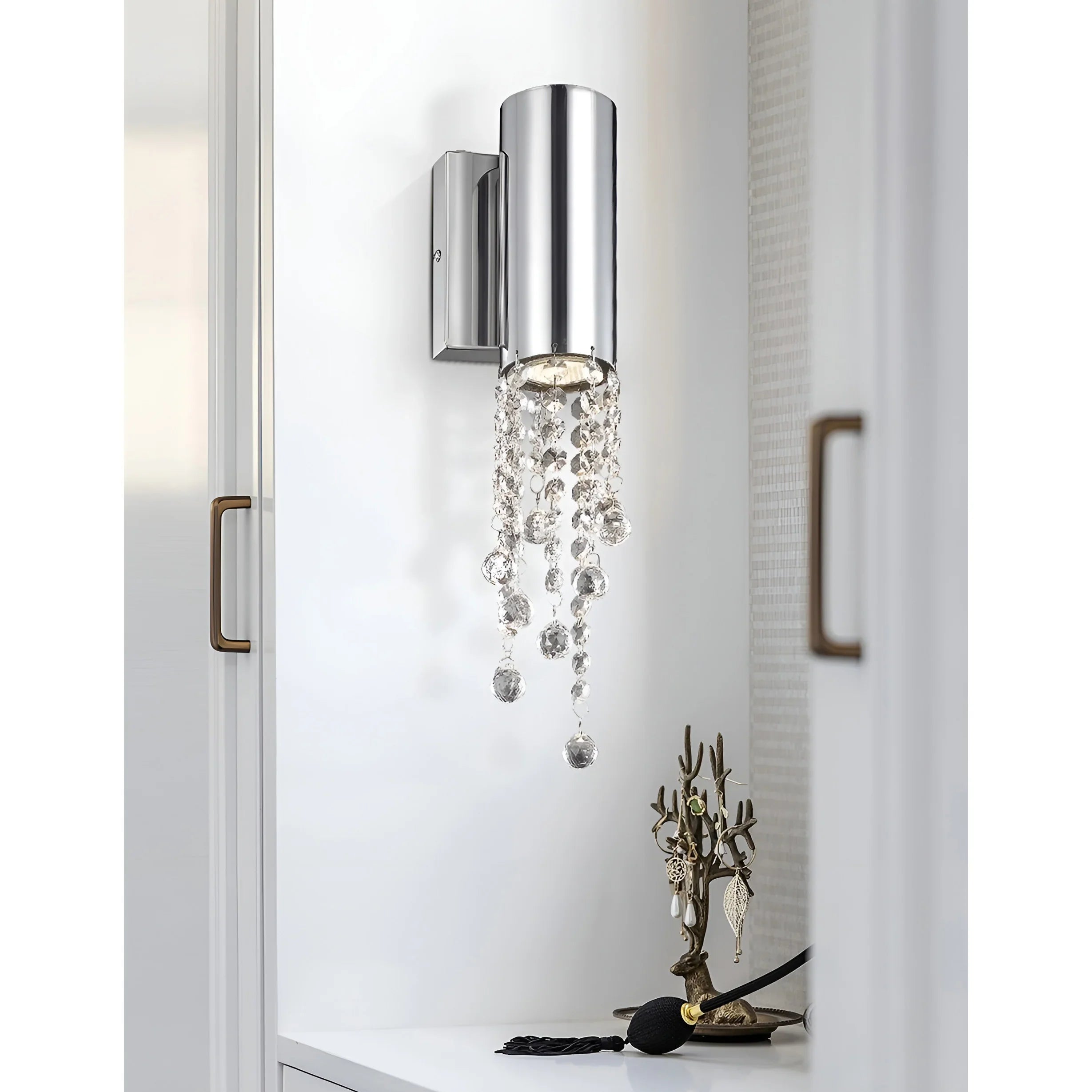 Berneck | Trendy Chrome Crystal Wall Sconce
