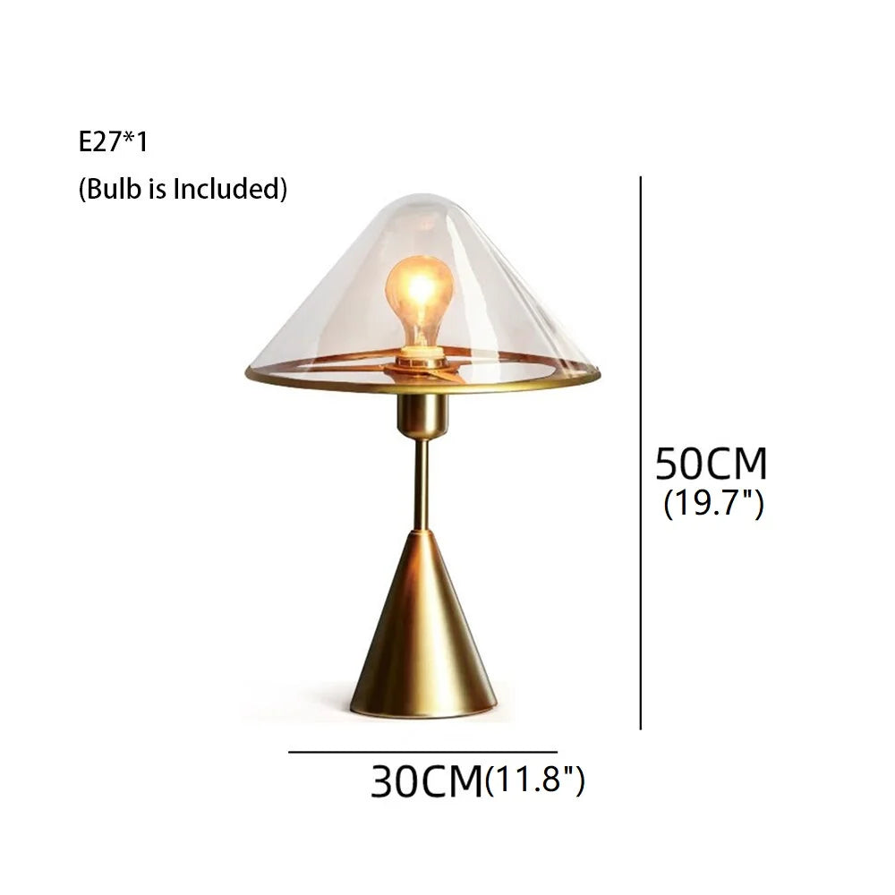 Amber Mushroom LED Light Glass Bedside Lamp