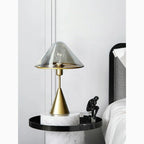 Amber Mushroom LED Light Glass Bedside Lamp