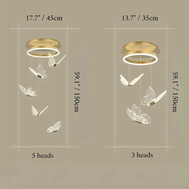 Camogli | Beautiful LED Chandelier with Hanging Butterflies