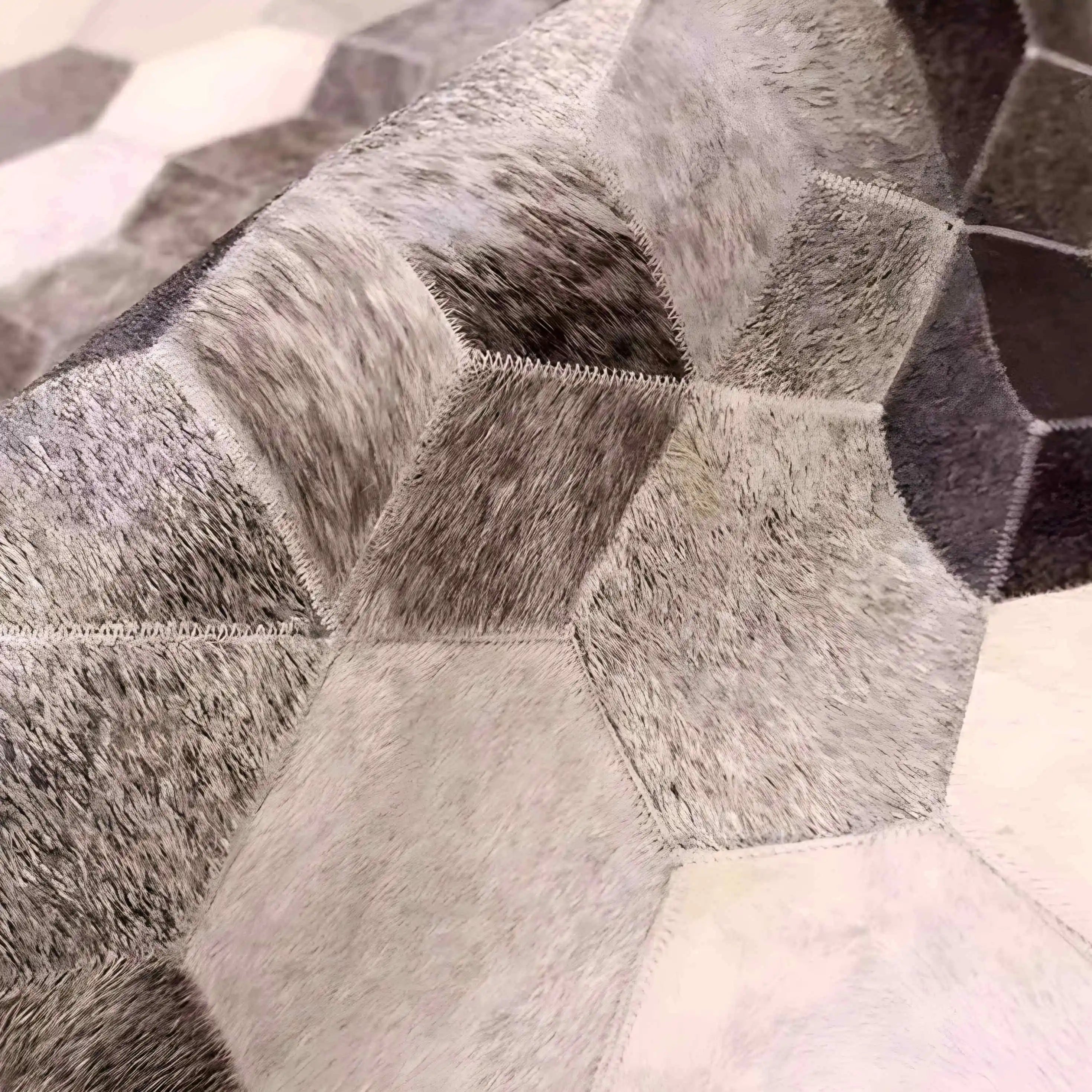 Creative Rectangular Cowhide Carpet with Hexagon Design