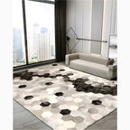 Creative Rectangular Cowhide Carpet with Hexagon Design