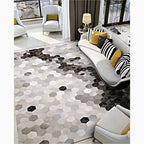 Creative Rectangular Cowhide Carpet with Hexagon Design