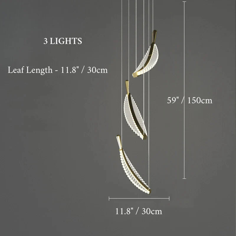 Cagnes-sur-Mer | Crystal Gold Leaves Pendant Chandelier