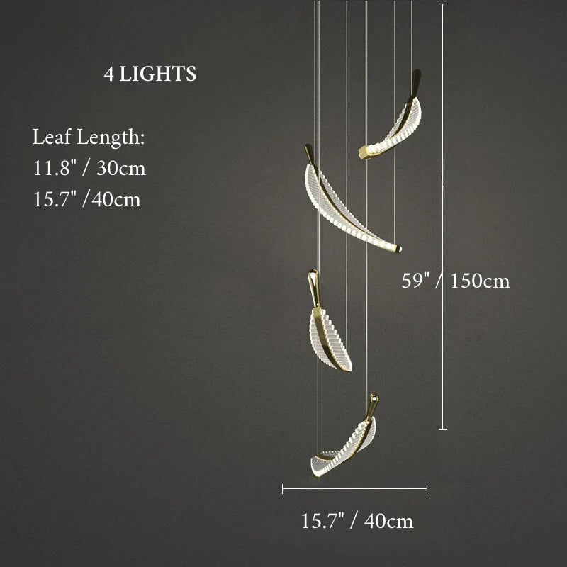 Cagnes-sur-Mer | Crystal Gold Leaves Pendant Chandelier