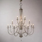 Vintage Candle-Shaped Crystal Staircase Chandelier