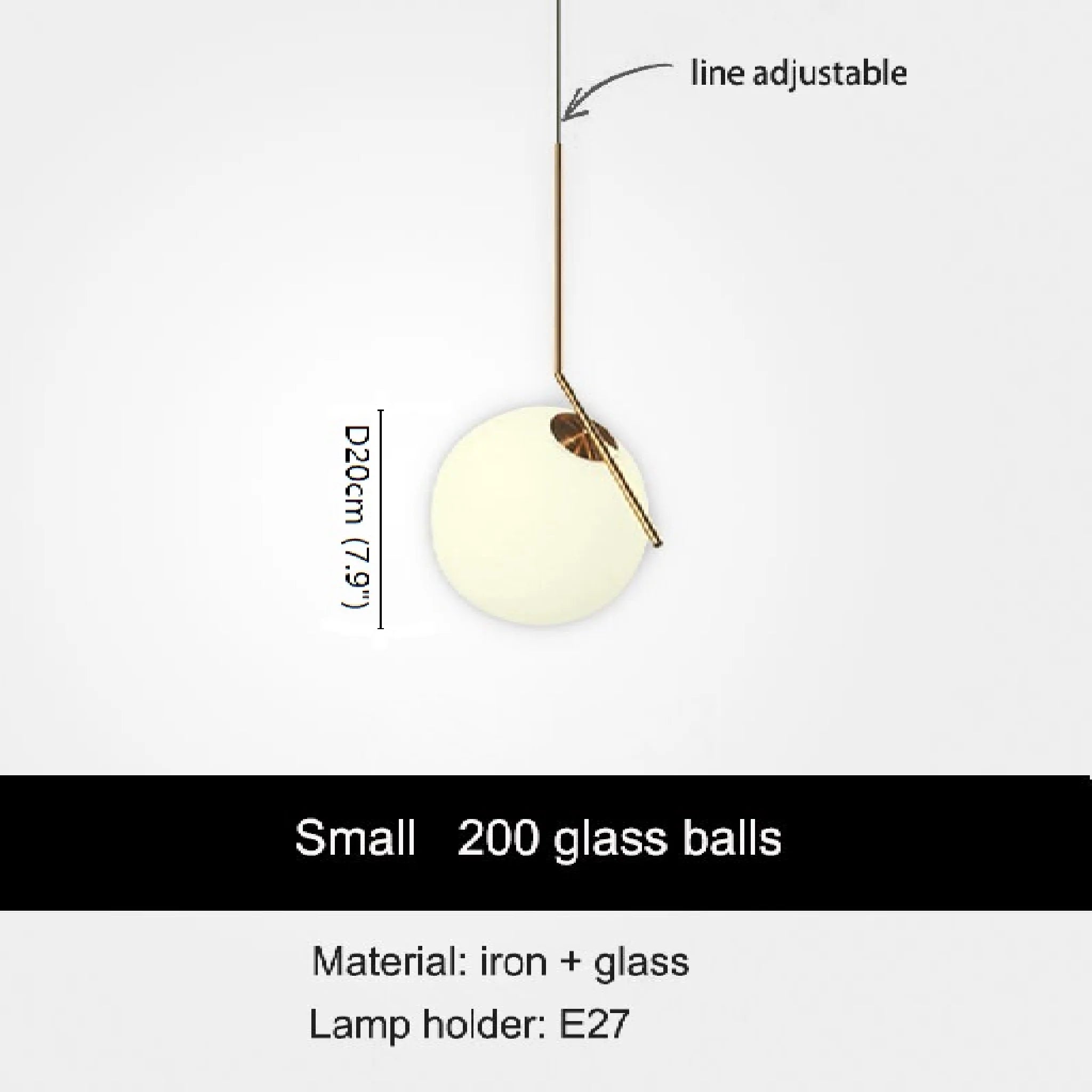 Cuebris | Nordic Iron Glass Round Ball Pendant Lighting