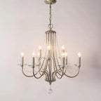 Vintage Candle-Shaped Crystal Staircase Chandelier