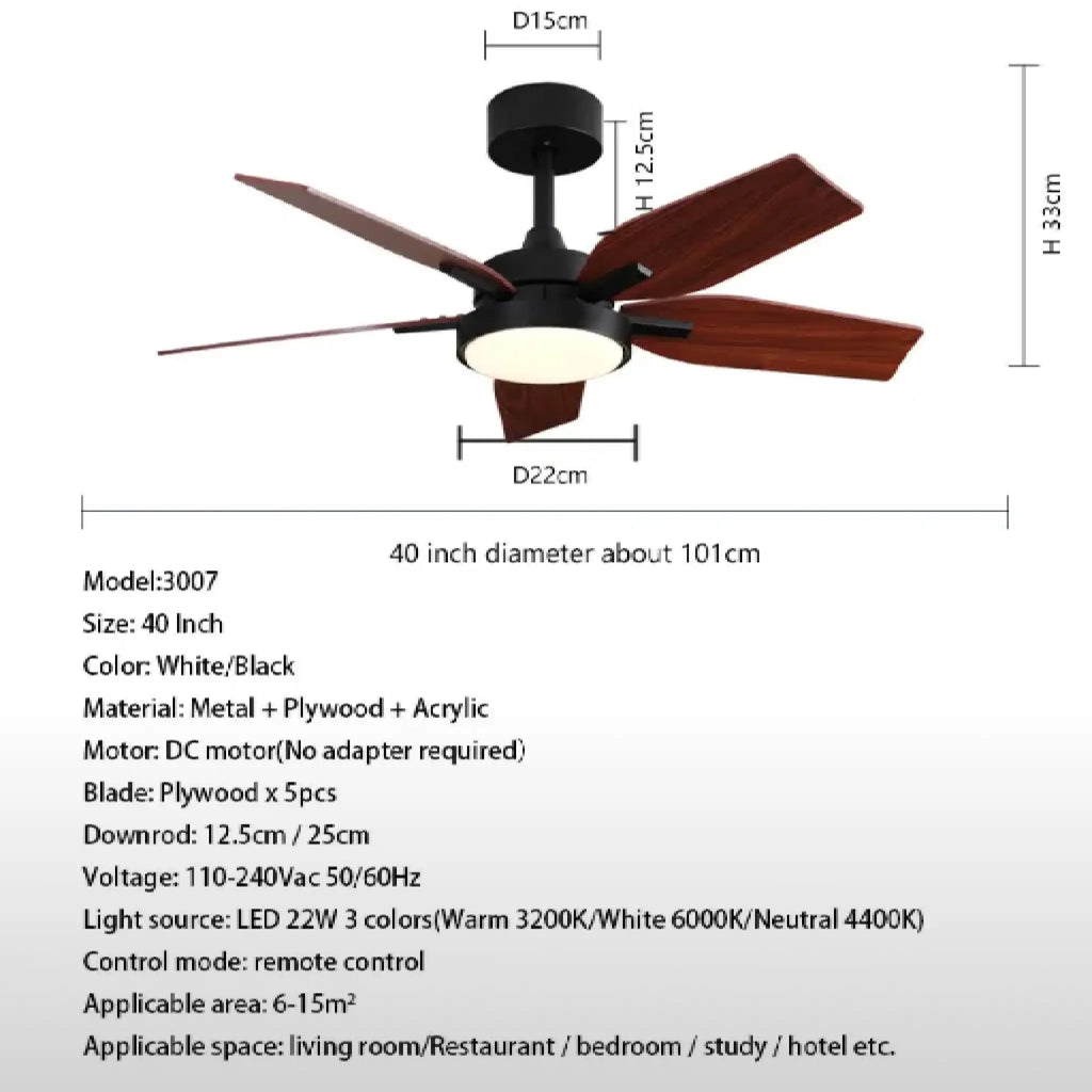 European Styled Solid Wood Ceiling Fan with Remote Control