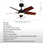 European Styled Solid Wood Ceiling Fan with Remote Control