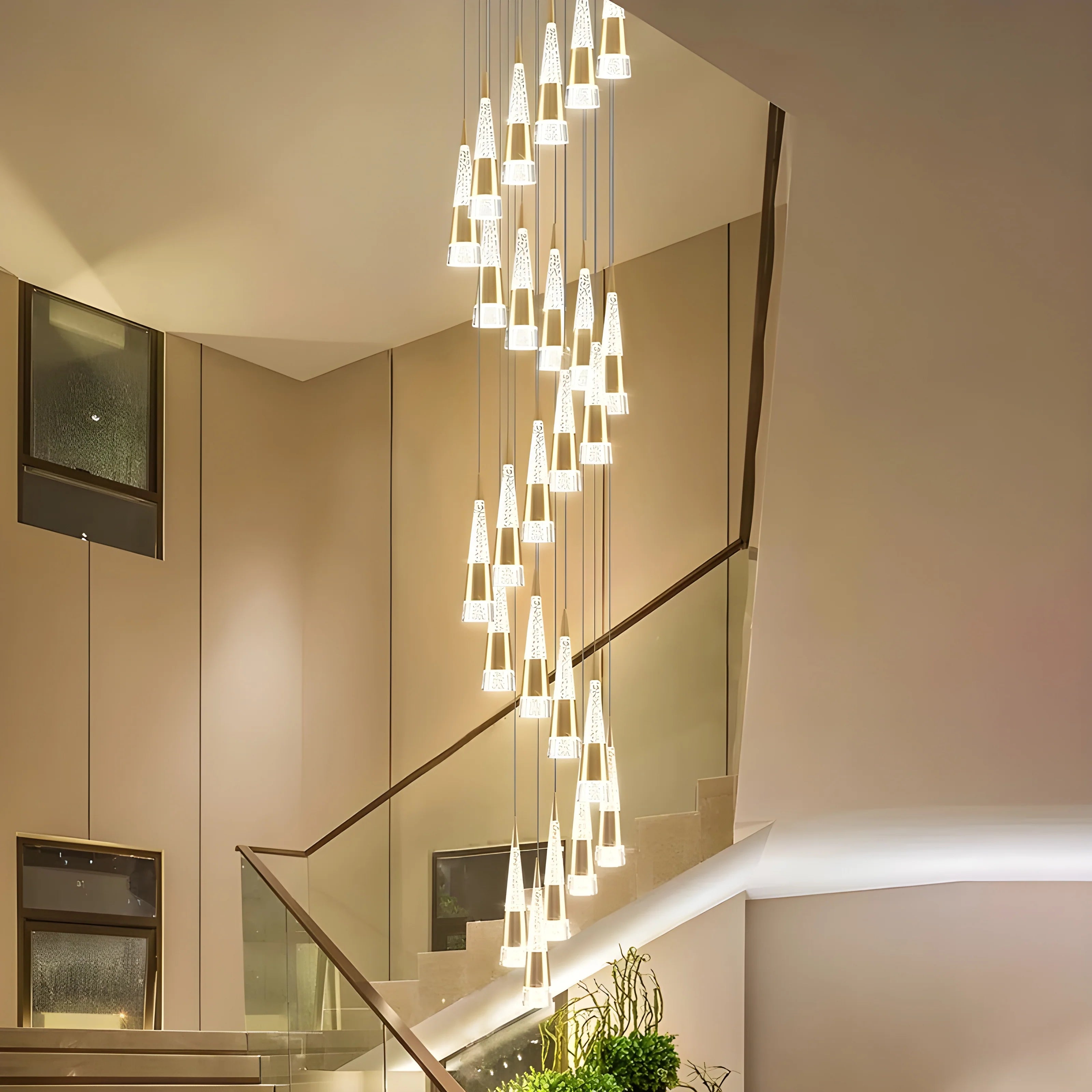 Gorbio | Extraordinary Gold Modern Cones Ceiling Chandelier