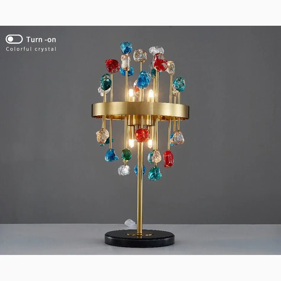 Gold Stainless Steel Luxury Colorful Crystal Accent Light for Living Room, Bedroom