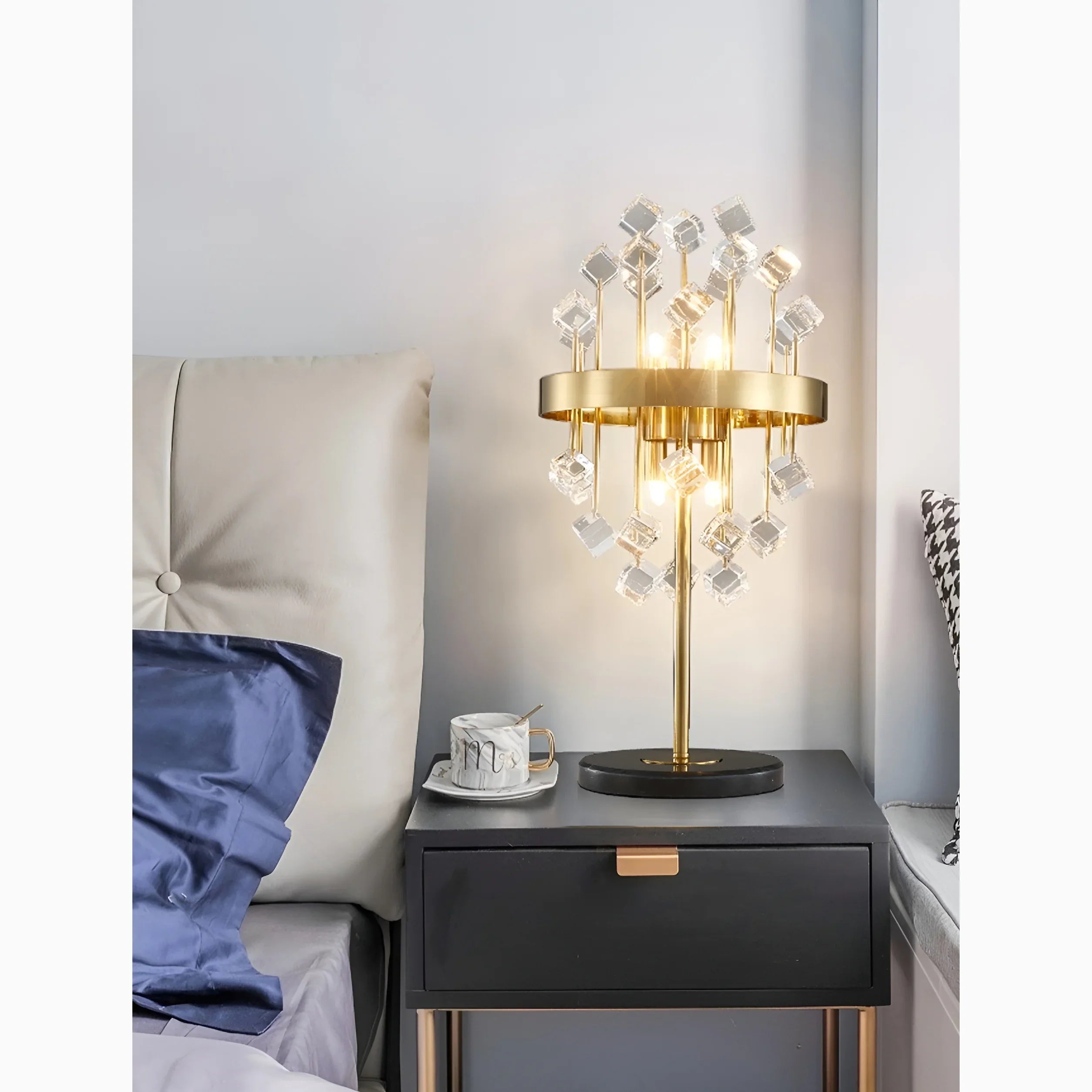 Gold Stainless Steel Luxury Colorful Crystal Accent Light for Living Room, Bedroom