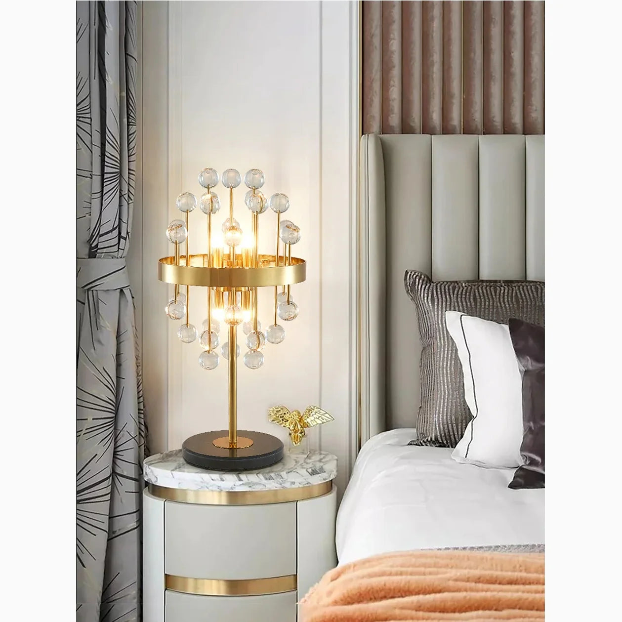 Gold Stainless Steel Luxury Colorful Crystal Accent Light for Living Room, Bedroom