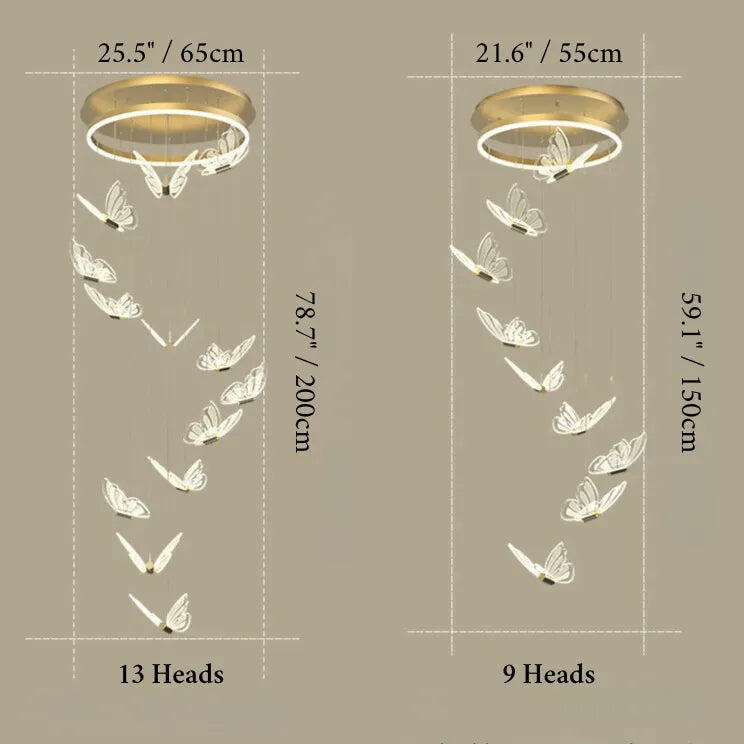 Camogli | Beautiful LED Chandelier with Hanging Butterflies