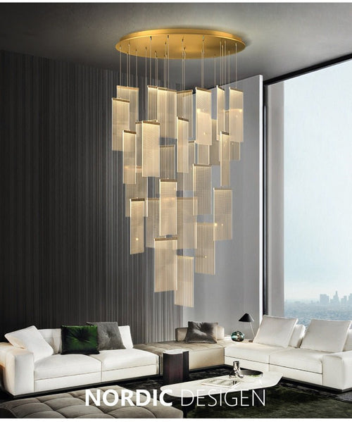 12 Lights -Luxury modern LED chandelier for staircase, lobby, living room, stairwell