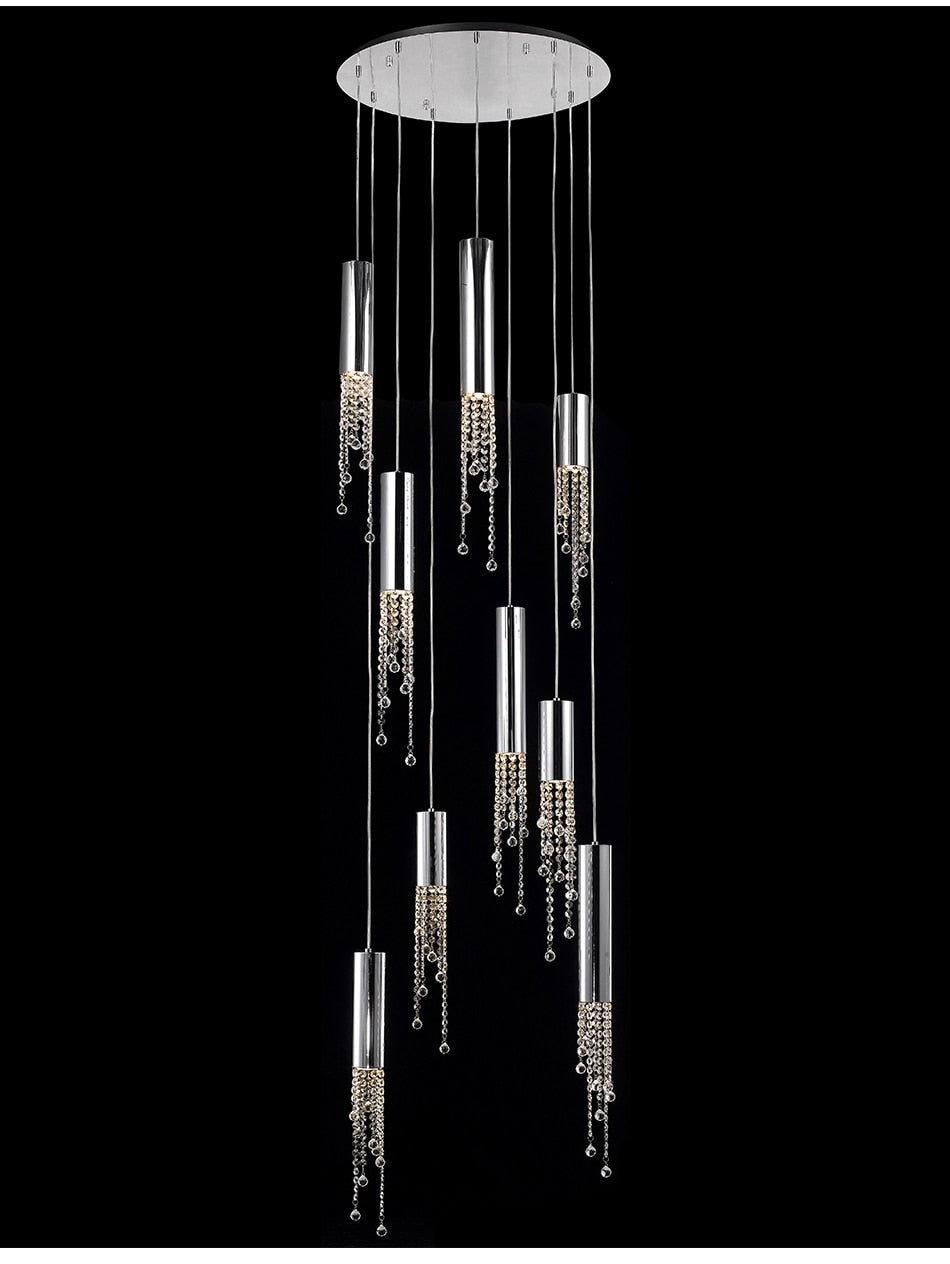 5 Lights - Hanging crystal light fixture for lobby, staircase, loft, stairwell