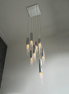5 Lights - Hanging crystal light fixture for lobby, staircase, loft, stairwell