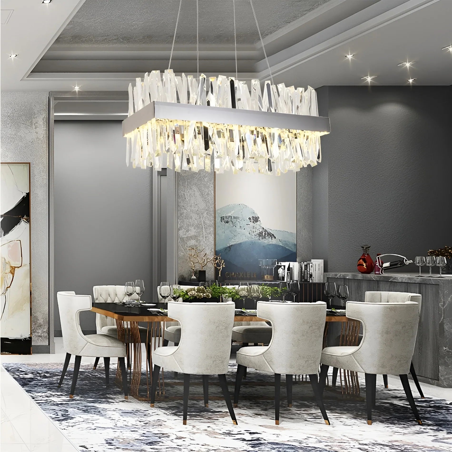 Sassello | Modern Design Rectangle Crystal Chandelier