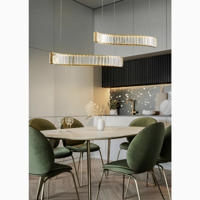 Induno Olona | Modern Crystal S-shaped LED Chandelier for Living Room