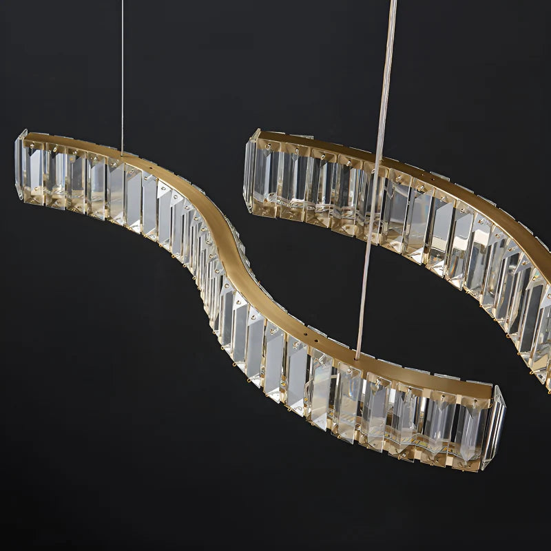 Induno Olona | Modern Crystal S-shaped LED Chandelier for Living Room