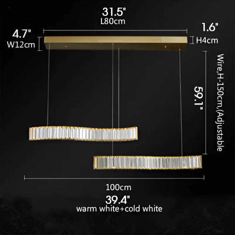 Induno Olona | Modern Crystal S-shaped LED Chandelier for Living Room