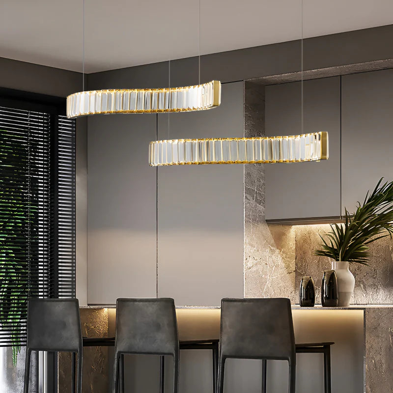 Induno Olona | Modern Crystal S-shaped LED Chandelier for Living Room