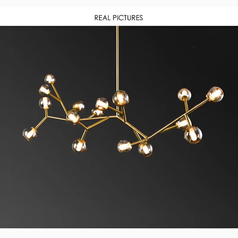 Luxury Molecular-Shaped Chandelier for Living Room, Kitchen, 17 Lights (Small), Warm Light