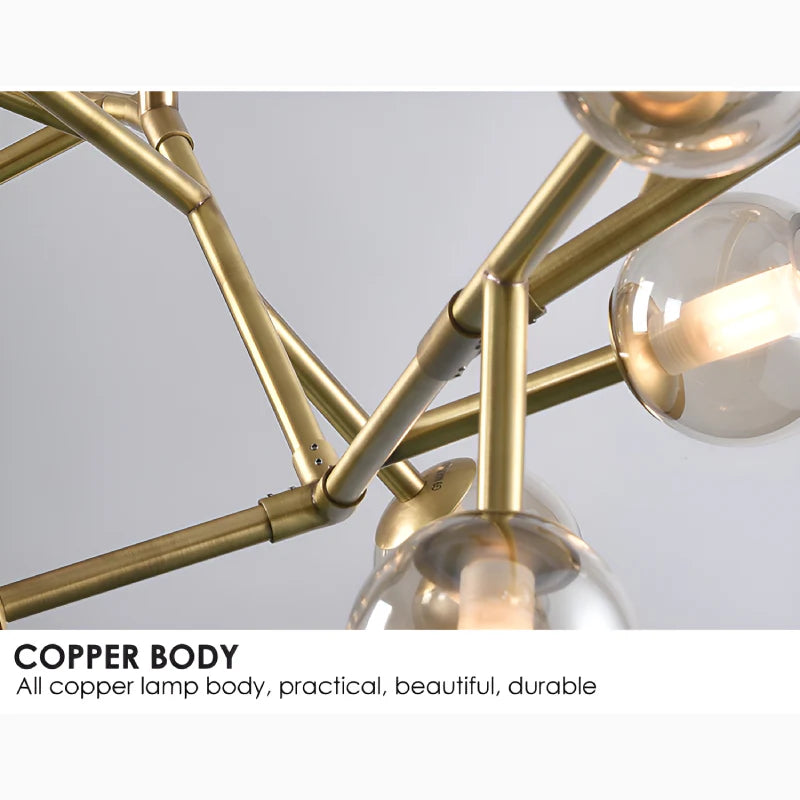 Luxury Molecular-Shaped Chandelier for Living Room, Kitchen, 17 Lights (Small), Warm Light