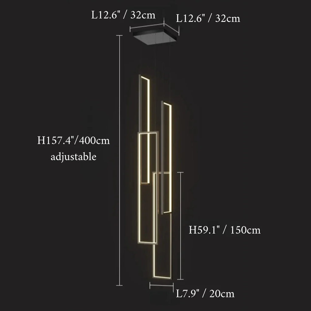 Lavagna | Ultramodern Rectangle Hanging LED Chandelier