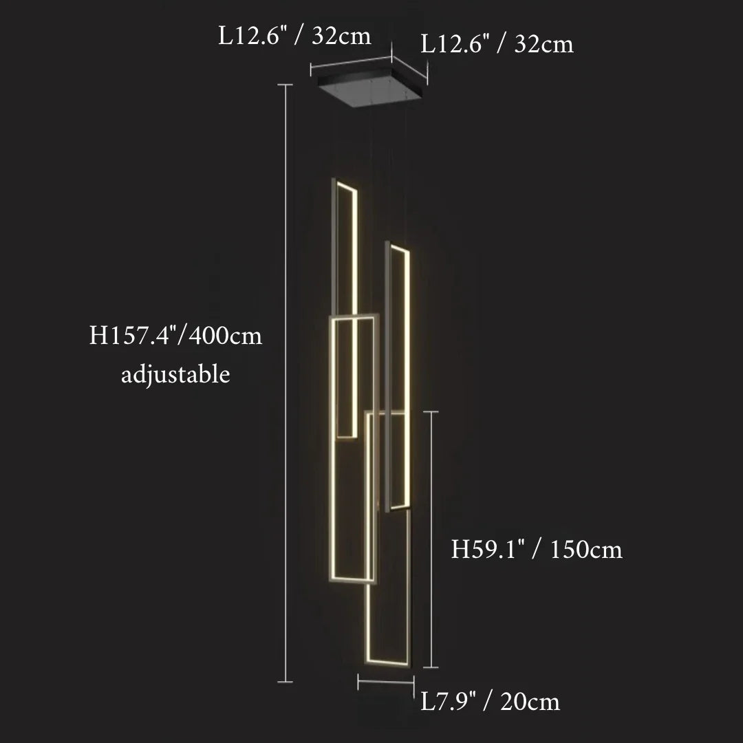 Lavagna | Ultramodern Rectangle Hanging LED Chandelier