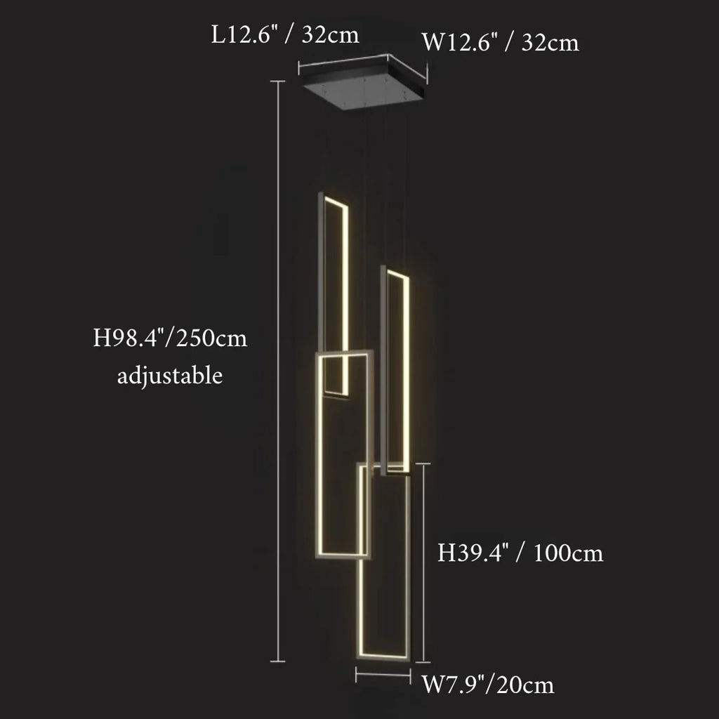 Lavagna | Ultramodern Rectangle Hanging LED Chandelier
