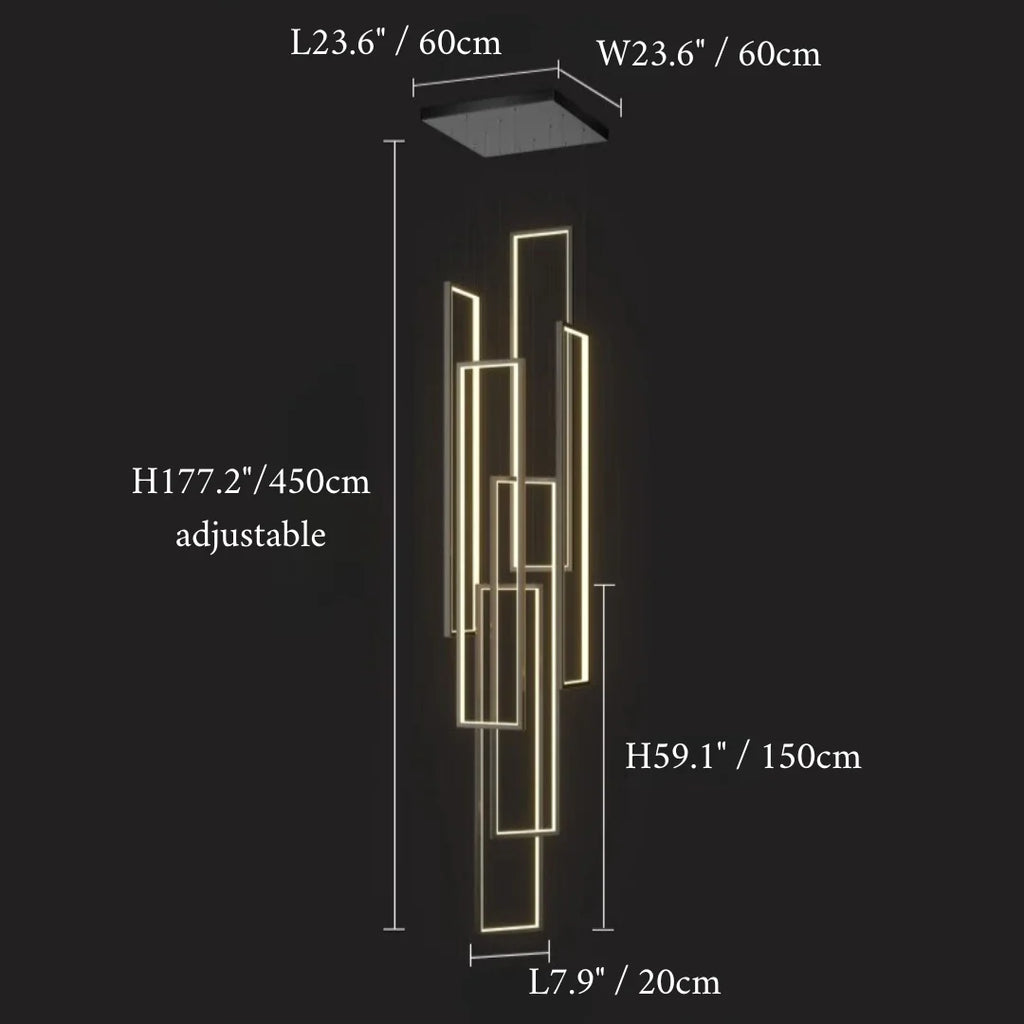 Lavagna | Ultramodern Rectangle Hanging LED Chandelier