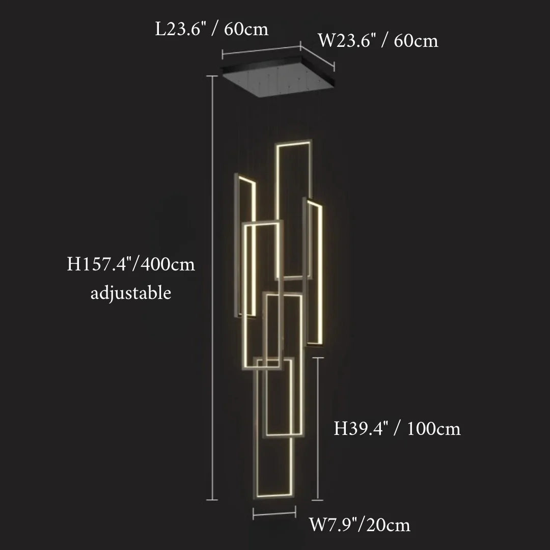 Lavagna | Ultramodern Rectangle Hanging LED Chandelier