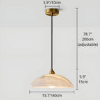 Lunara Alabaster Pendant Light - Natural Stone Shade with Brass Body
