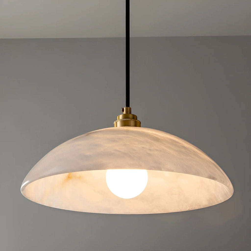 Lunara Alabaster Pendant Light - Natural Stone Shade with Brass Body