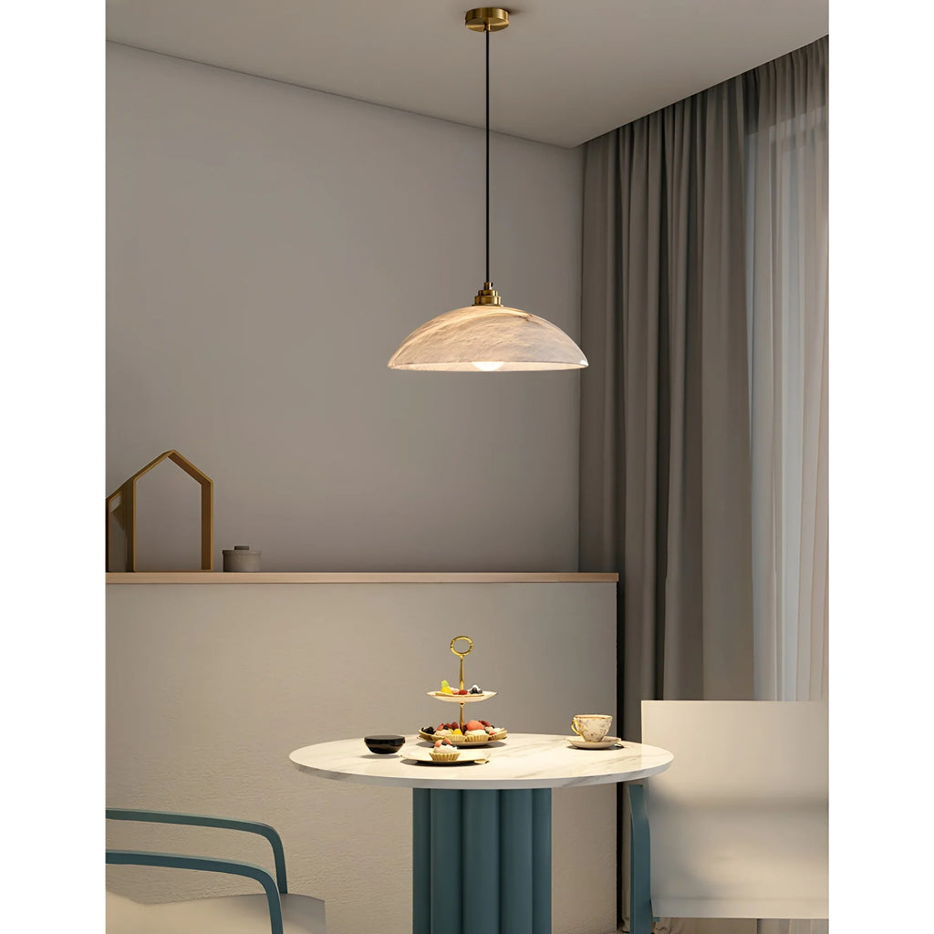 Lunara Alabaster Pendant Light - Natural Stone Shade with Brass Body
