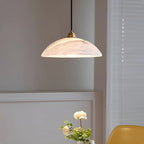 Lunara Alabaster Pendant Light - Natural Stone Shade with Brass Body