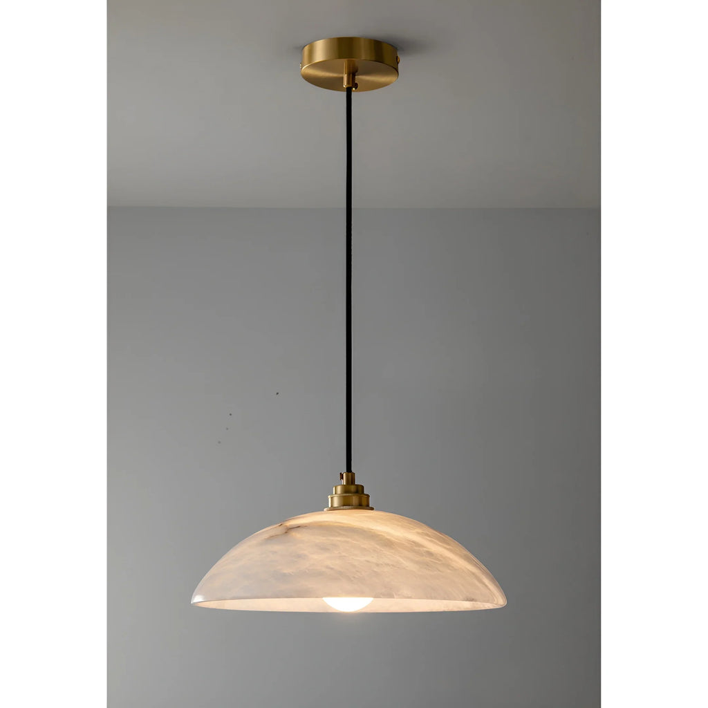 Lunara Alabaster Pendant Light - Natural Stone Shade with Brass Body