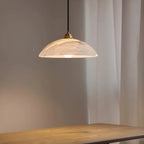 Lunara Alabaster Pendant Light - Natural Stone Shade with Brass Body