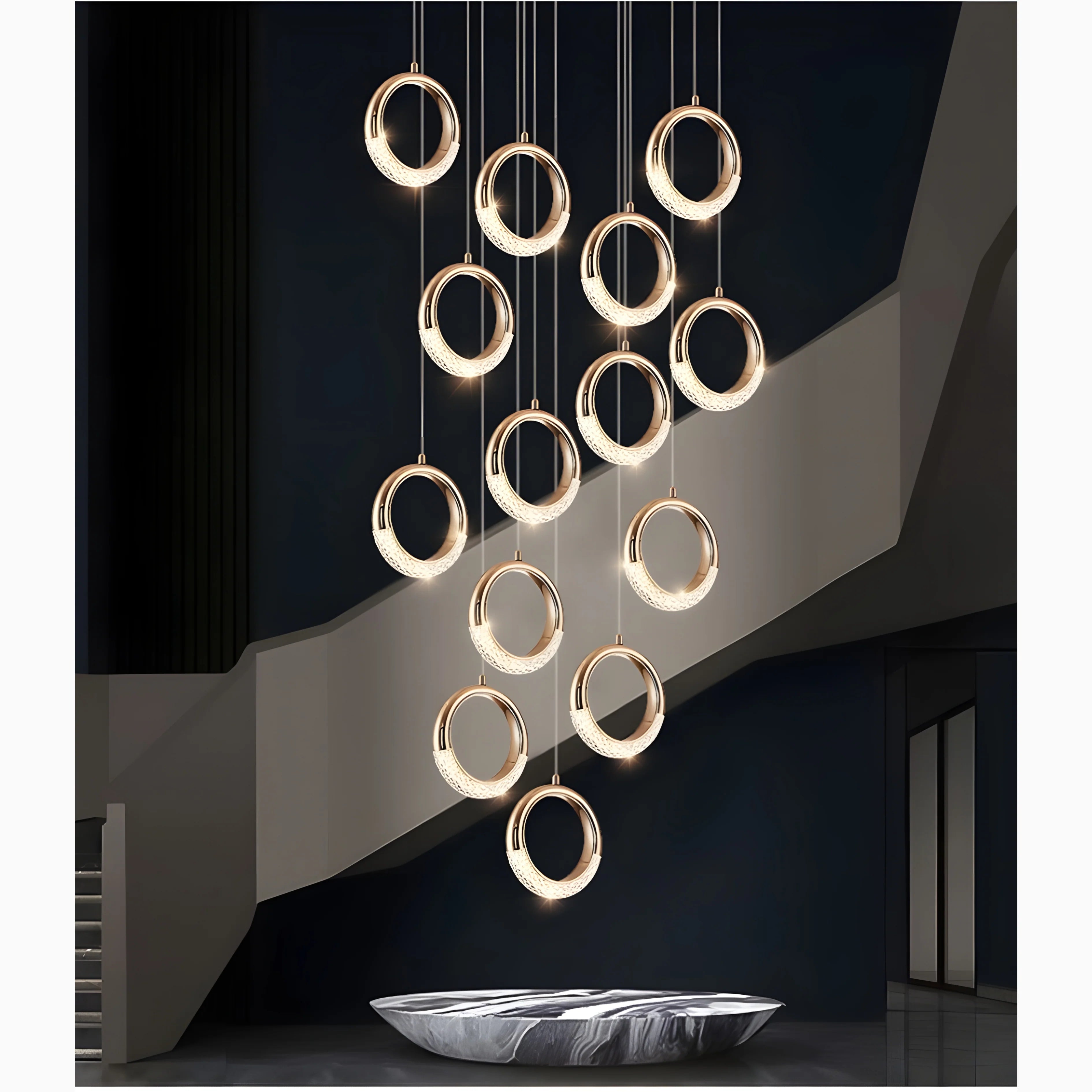 Cannero Riviera | Luxury Gold Ring Pendant Lighting