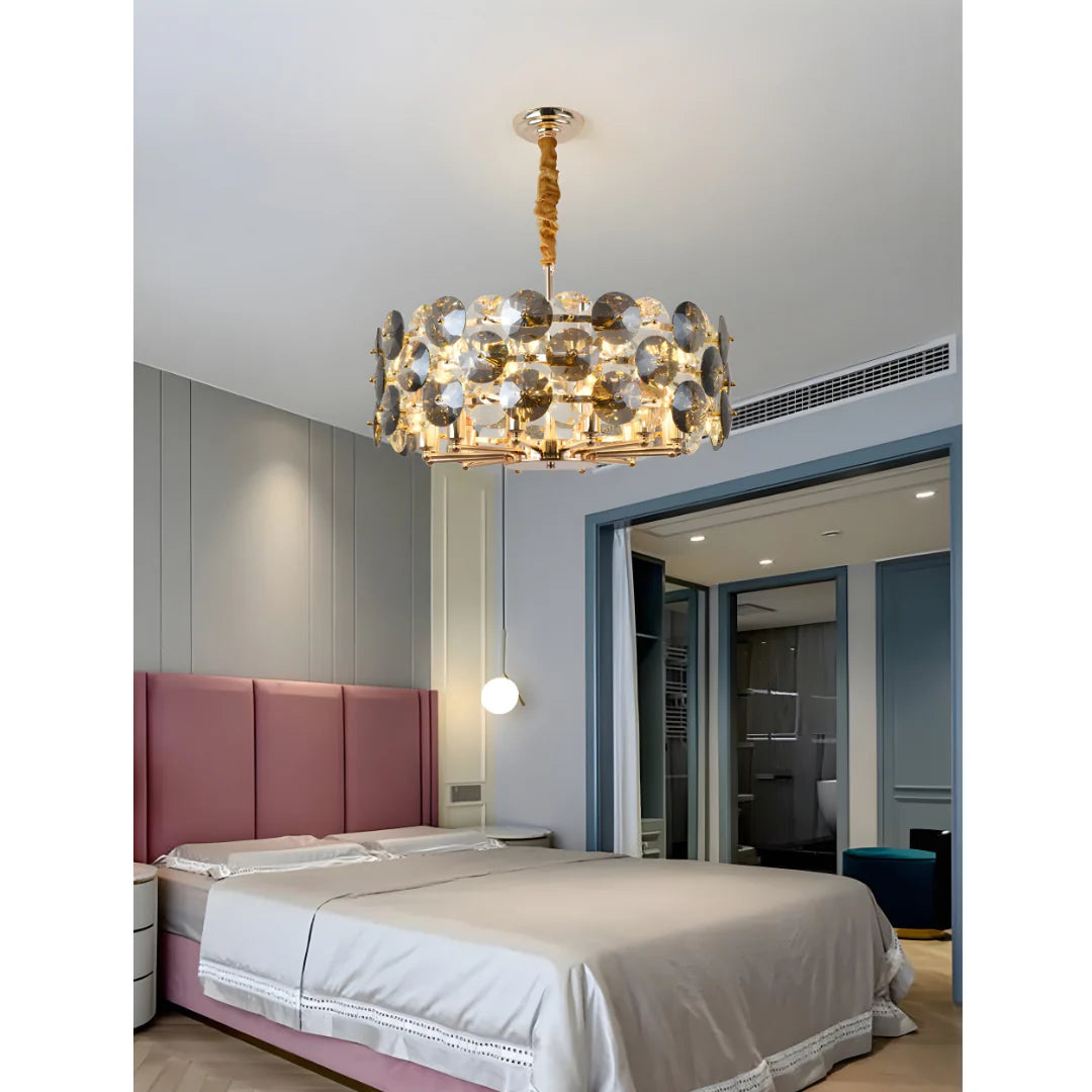 Aalst | Modern Drum Gold Chandelier for Living Room